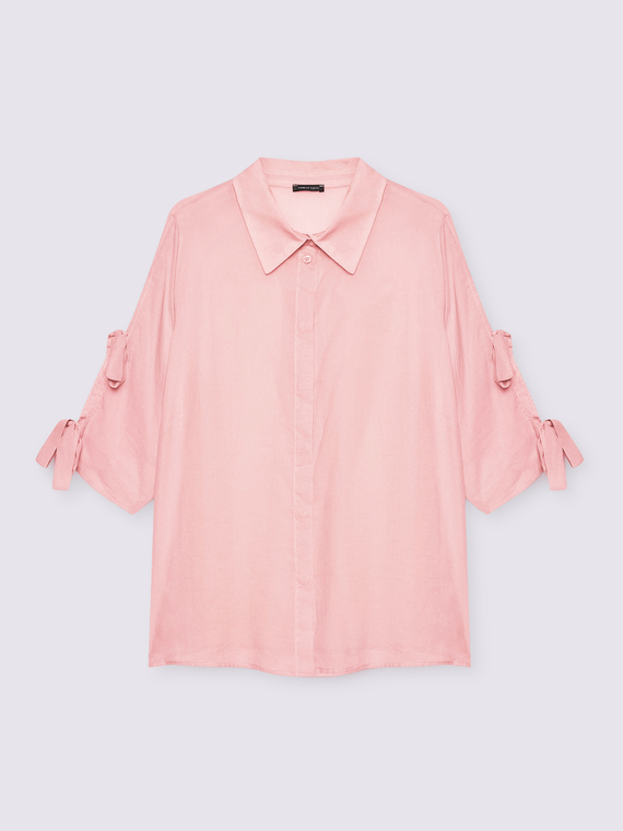 Camisa de algod&oacute;n con lazos en las mangas