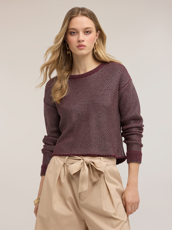 Strickpullover mit Lurex-Netzstrick