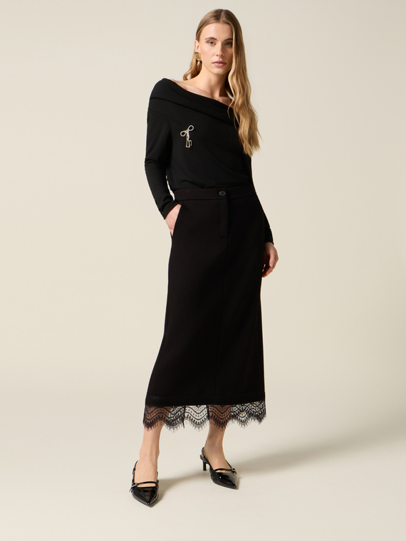 Gonna tubino in scuba e pizzo