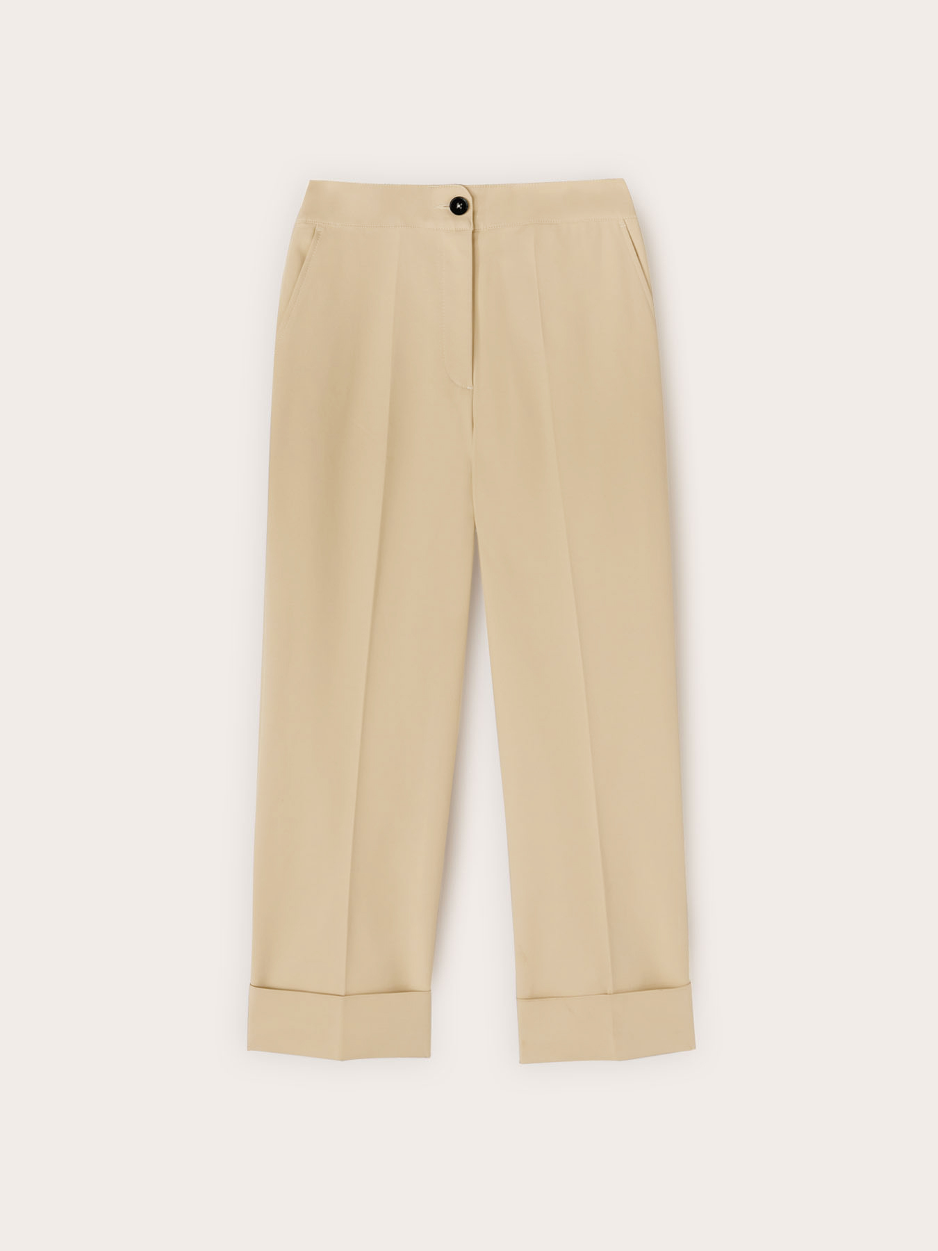 Pantalon large en tissu technique m&eacute;lang&eacute; coton image number 3