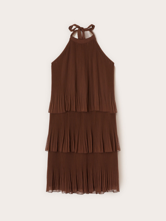 Short pleated ruffled dress