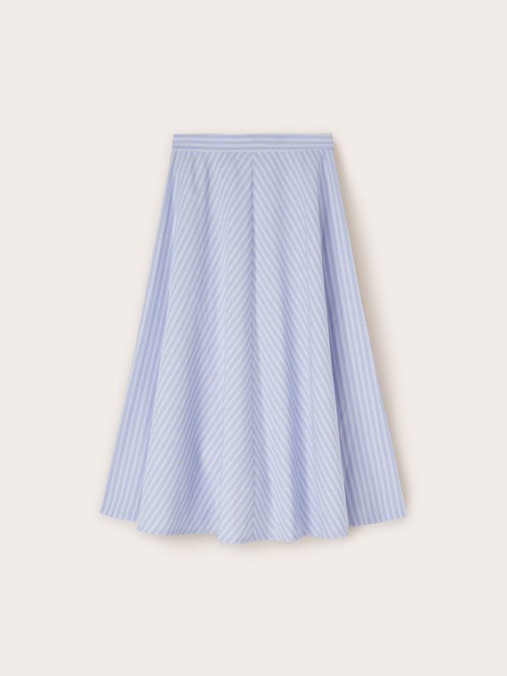 Jupe midi en coton à rayures