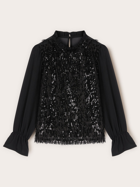Georgette blouse with sequin embroidery
