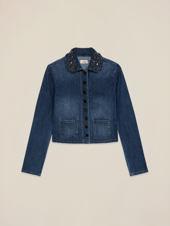Giacca in denim con patch gioiello
