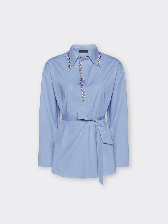 Poplin shirt with crystals
