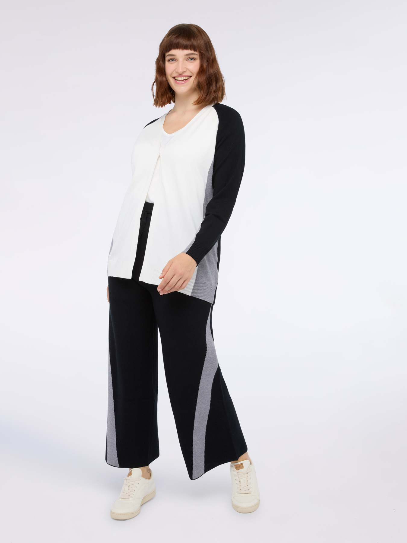 Cardigan color block en viscose m&eacute;lang&eacute;e image number 2