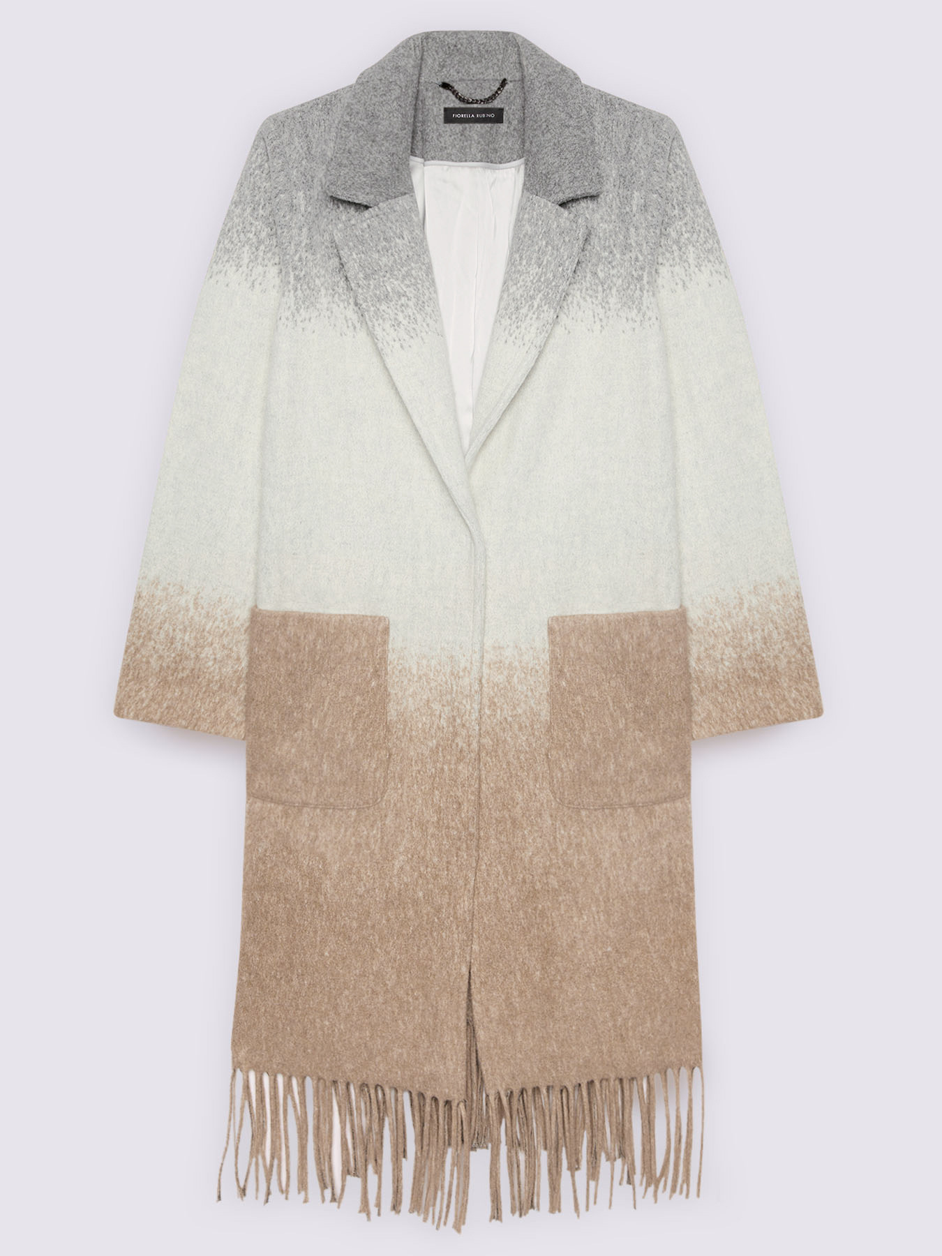 Coat with gradient print and fringes image number 5