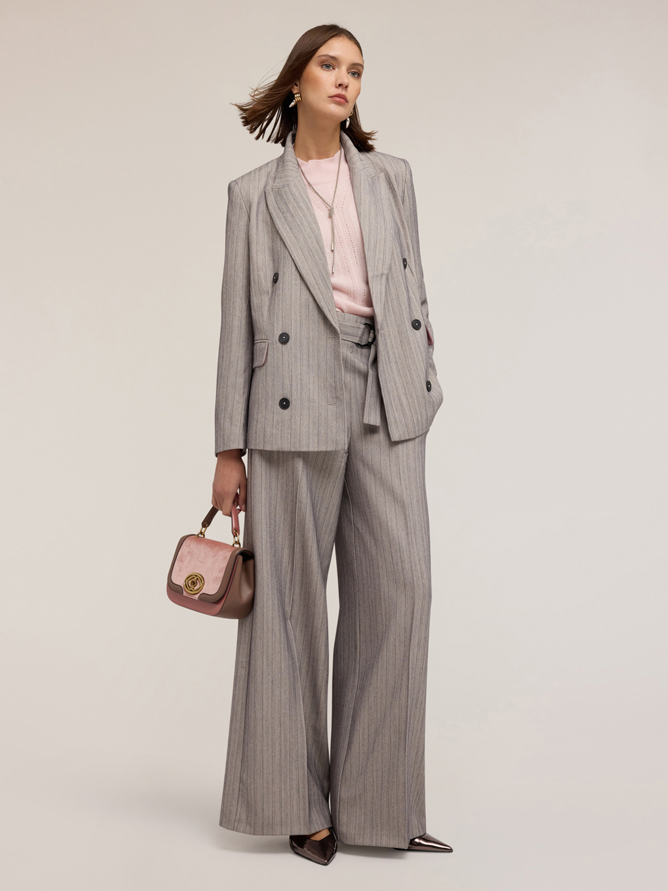 Structured double-breasted pinstripe jacket image number 0