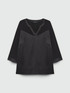 T-Shirt aus Bi-Materialien mit V-Ausschnitt image number 4