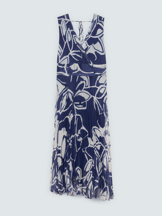 Langes Plissee-Kleid Dream mit Blumendruck