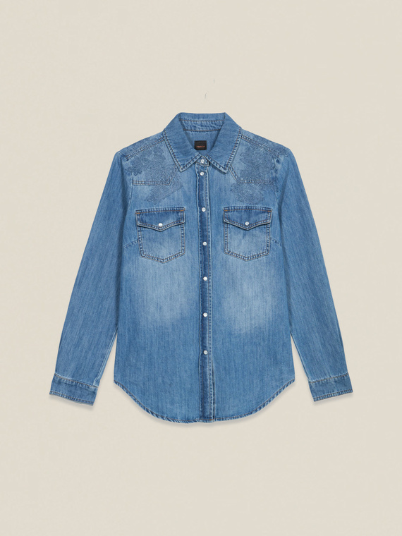 Stone washed denim shirt