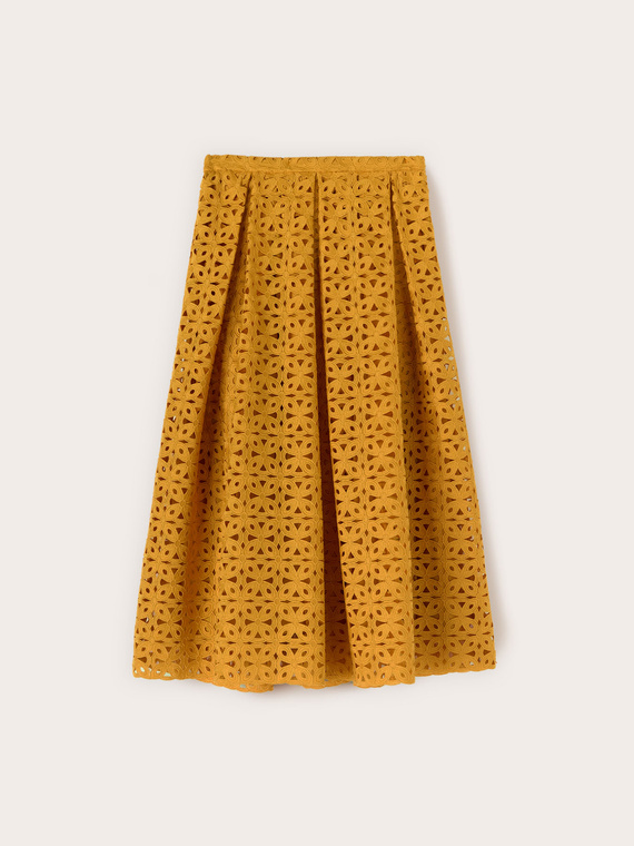Pleated macram&eacute; lace skirt