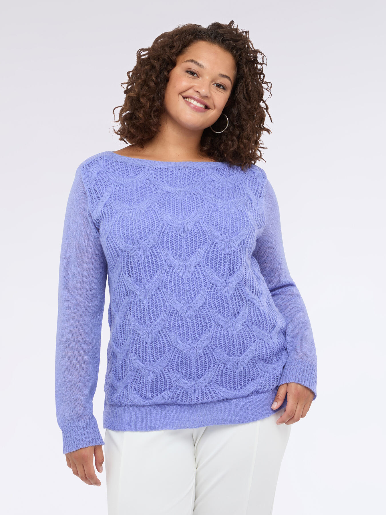 Perforated sweater with geometric pattern image number 2