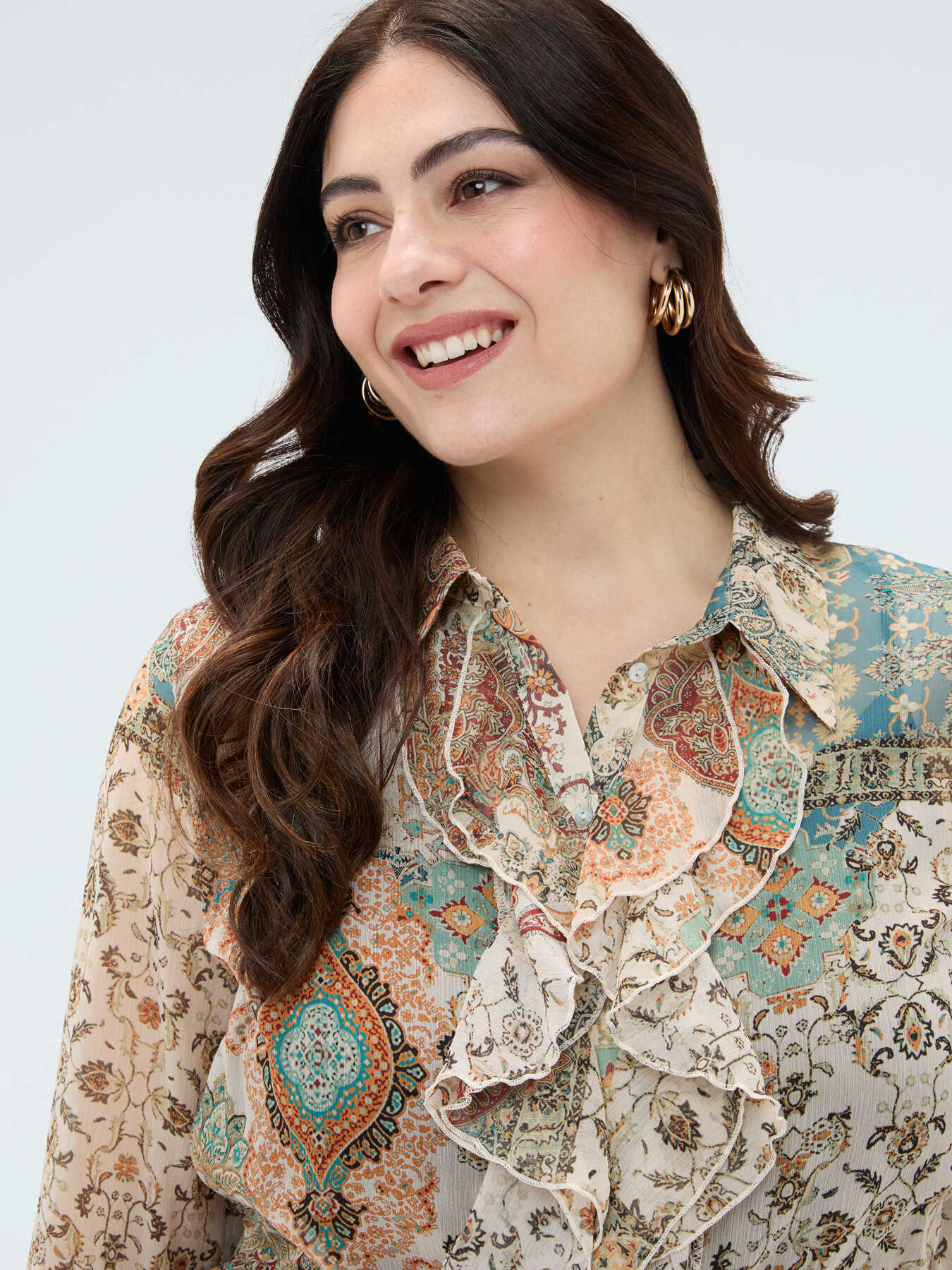 Camisa en georgette estampado paisley image number 0