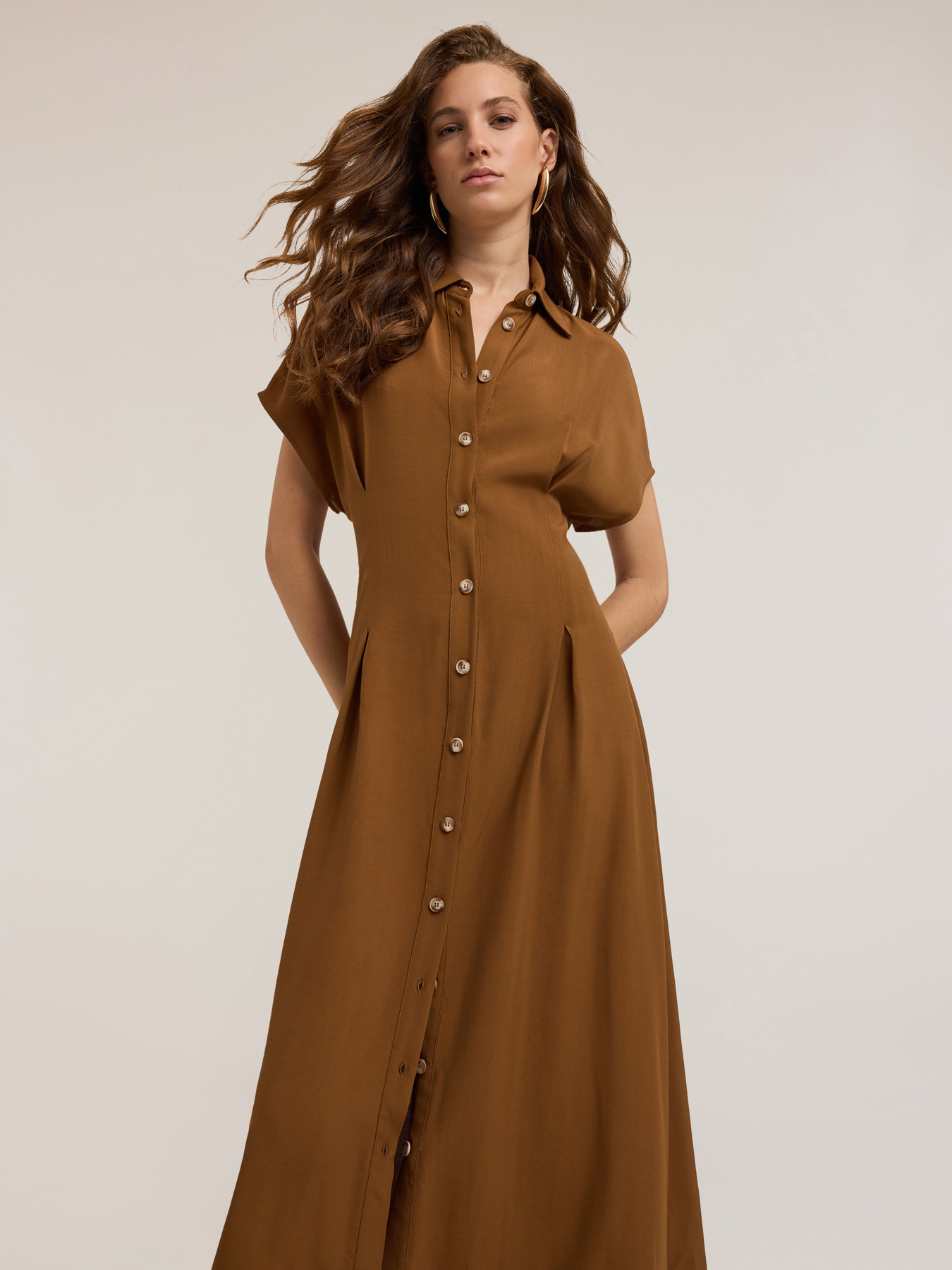 Vestito lungo chemisier in viscosa image number 2