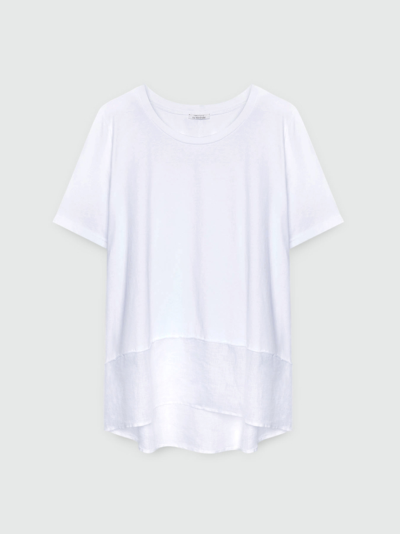 T-shirt boxy in cotone e lino