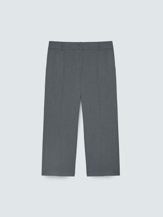 Cropped Trousers in melange fabric
