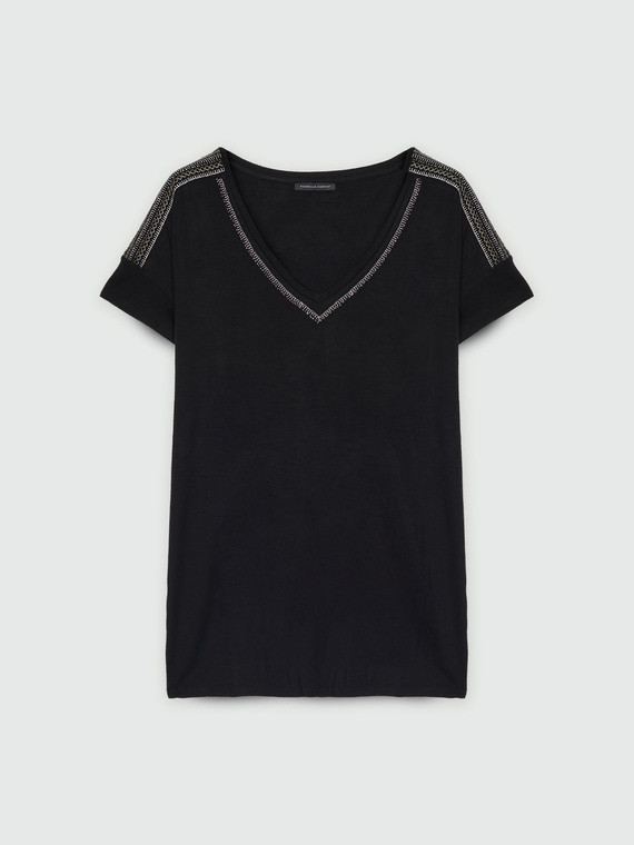 T-shirt en viscose brodé LENZING™ ECOVERO™