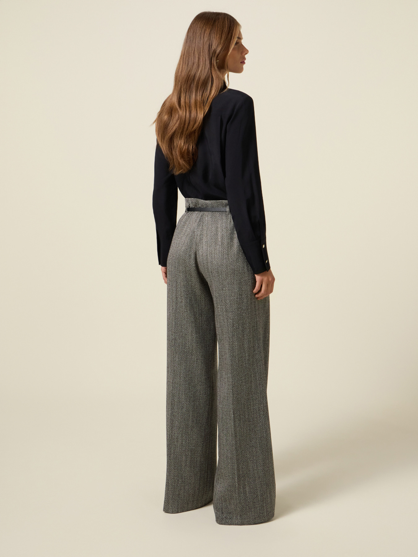 Pantaloni palazzo in flanella gessata image number 2