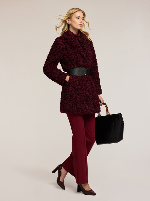 Oversized boucl&eacute; wool coat