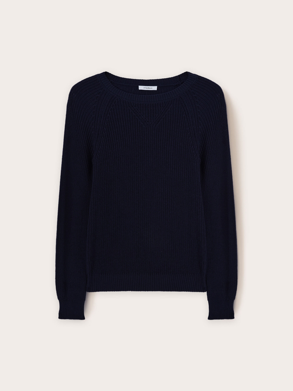 Pullover scollo tondo in cotone
