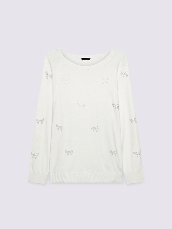 Sweater with luminous snowflake appliqués