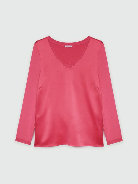 T-shirt à manches longues en deux tissus