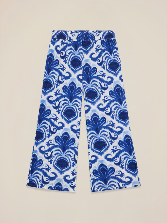 Pantaloni palazzo din bumbac cu model