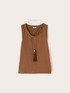 Top with integrated tassel necklace image number 4
