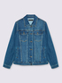 Denim jacket with rhinestone pinstripe image number 5