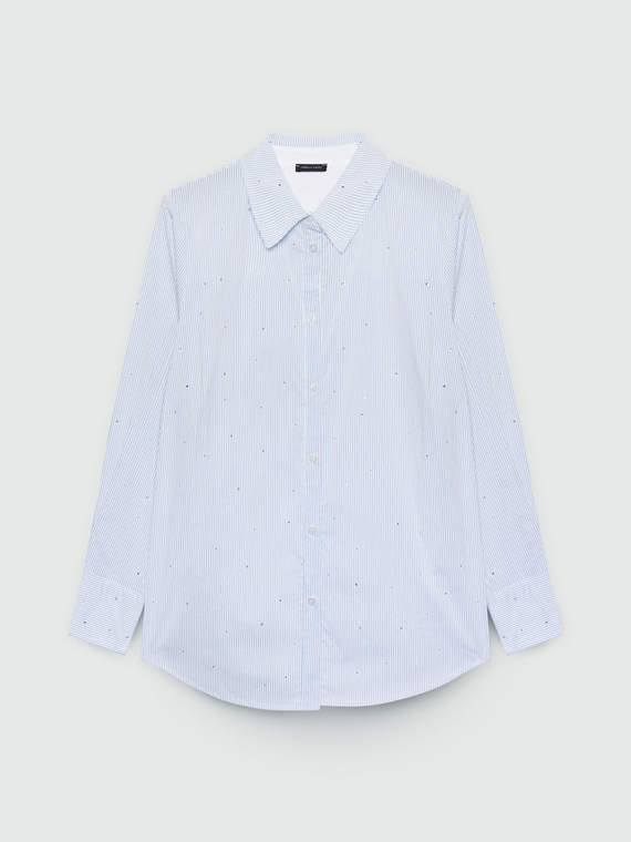 Camicia a righe tempestata di strass