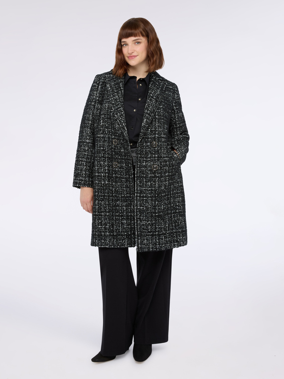 Bouclé fabric coat in wool blend
