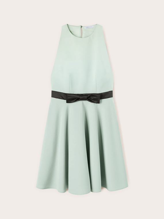 Mini dress with a bow at the waist