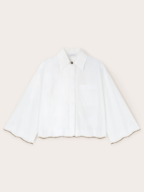 Chemise crop avec broderies de perles