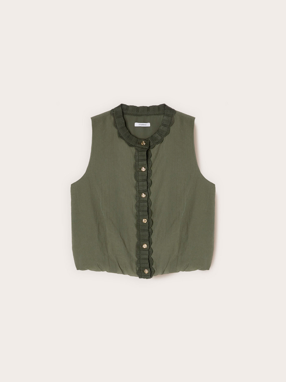 Top en lyocell m&eacute;lang&eacute; avec bords en tricot