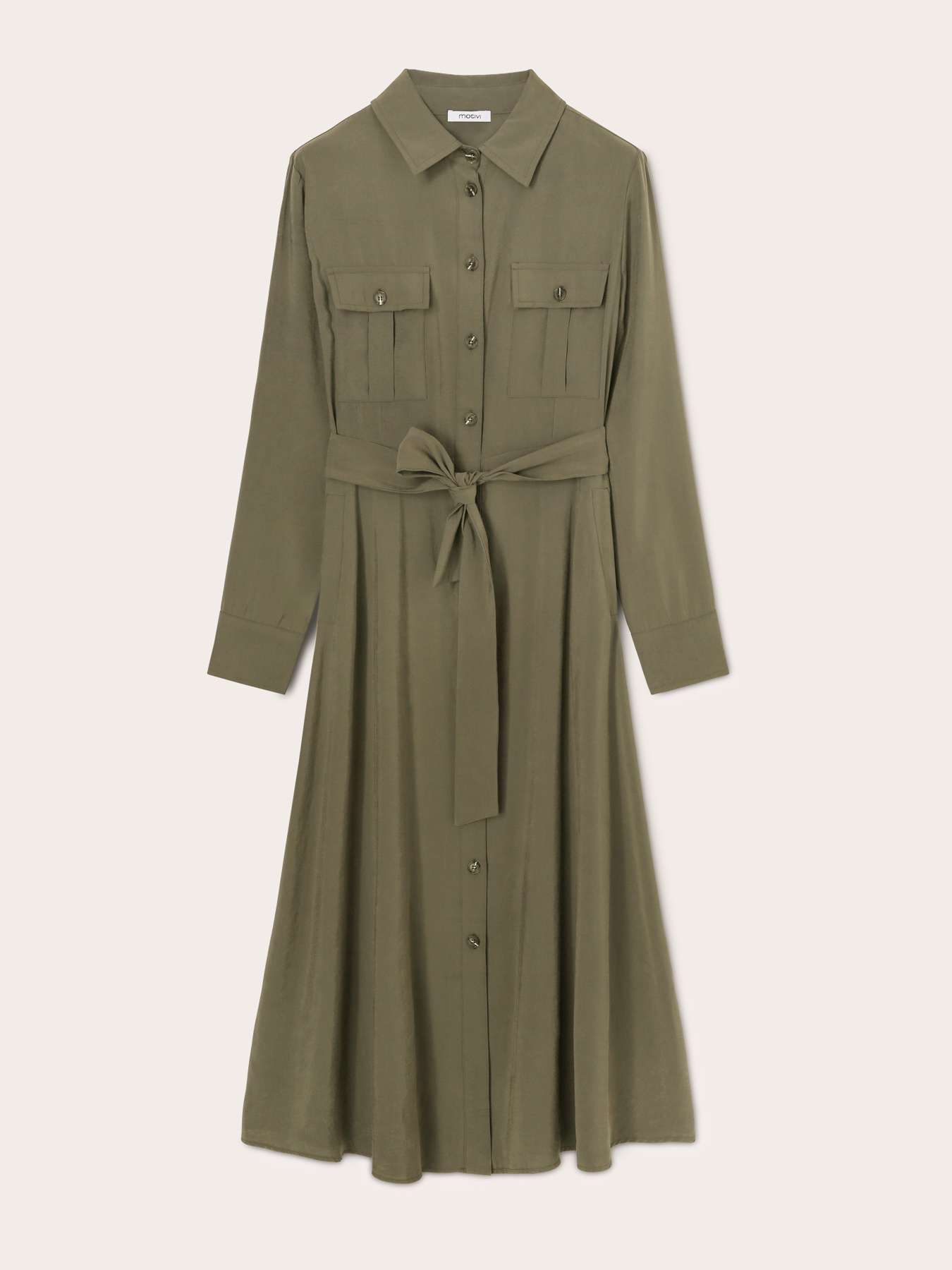 Robe chemisier en modal m&eacute;lang&eacute; image number 0