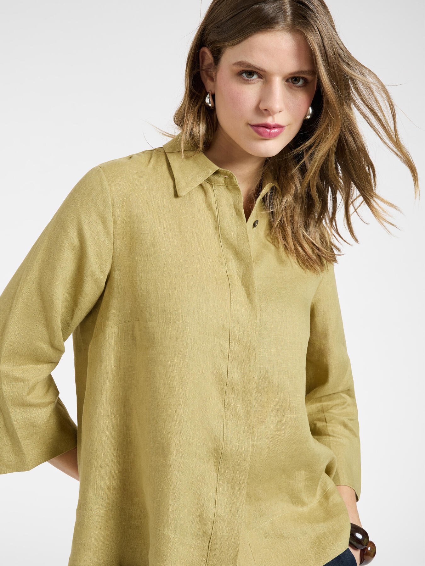Camicia boxy in lino image number 3