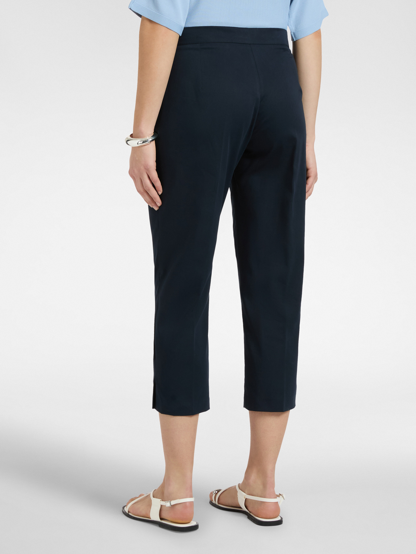 Straight-leg trousers in stretch satin image number 1