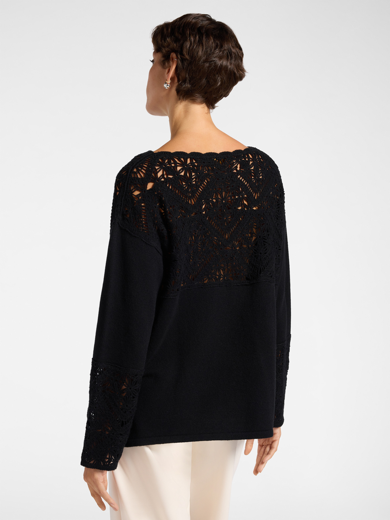 Sweater with lace inserts image number 1