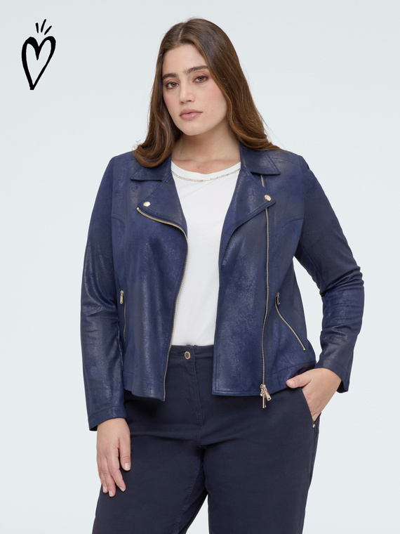 Veste de motard avec fermeture &eacute;clair asym&eacute;trique