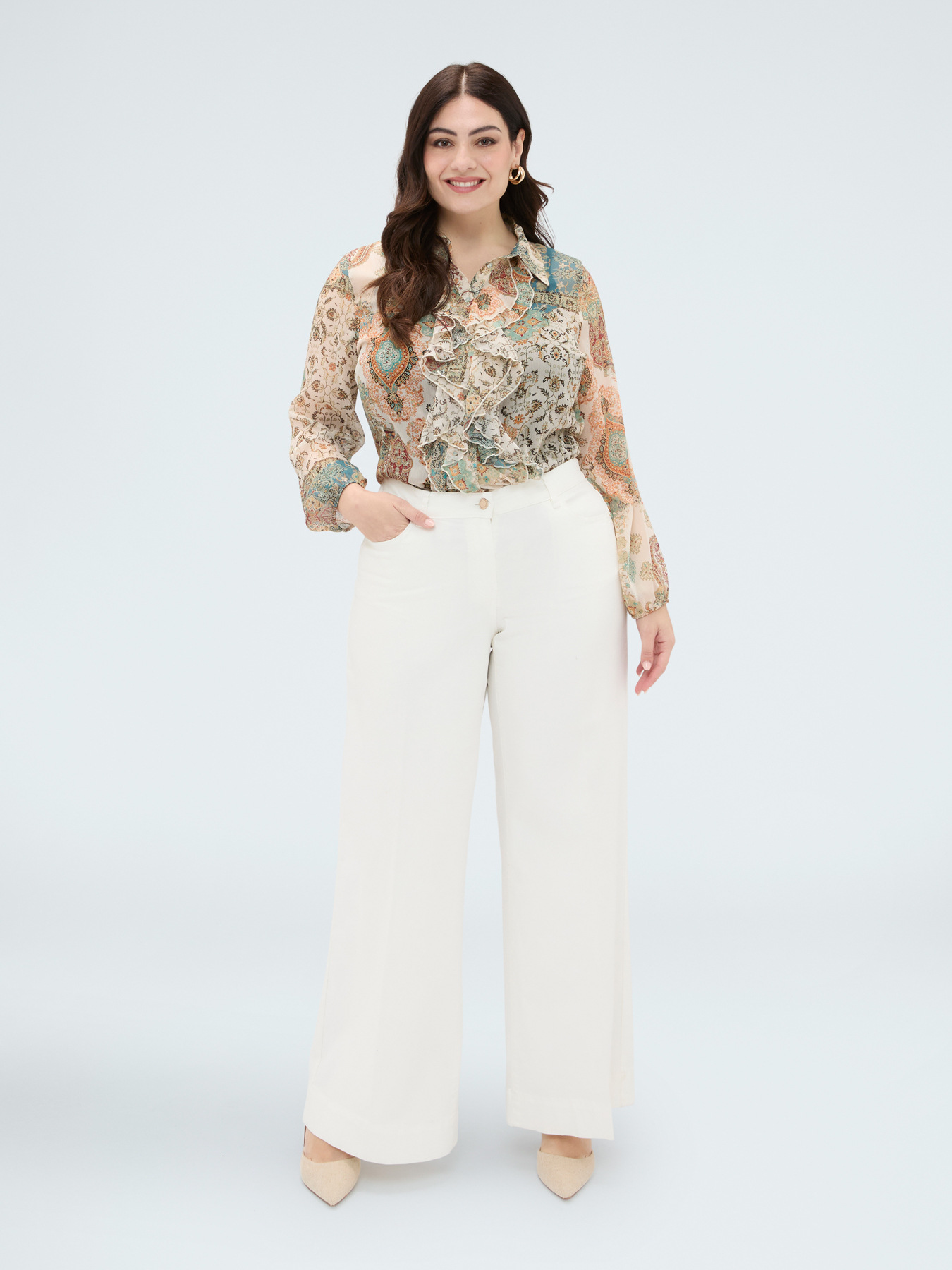 Paisley print georgette shirt image number 3