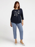 T-shirt with lettering and embroidered flowers image number 3
