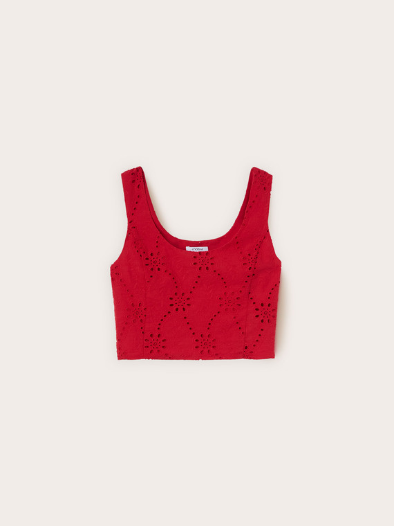 Crop top in broderie anglaise