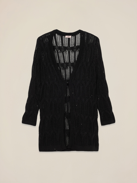 Long openwork cardigan