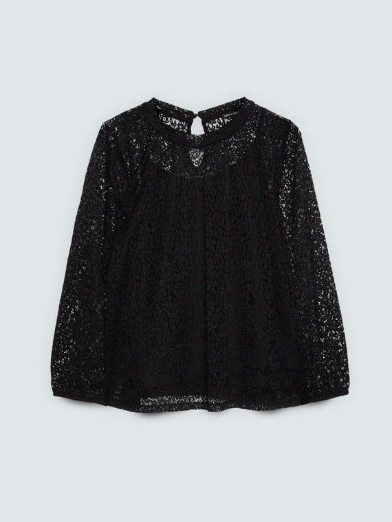 Perforated lace T-shirt