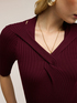 Ribbed knit top with crossover neckline image number 3