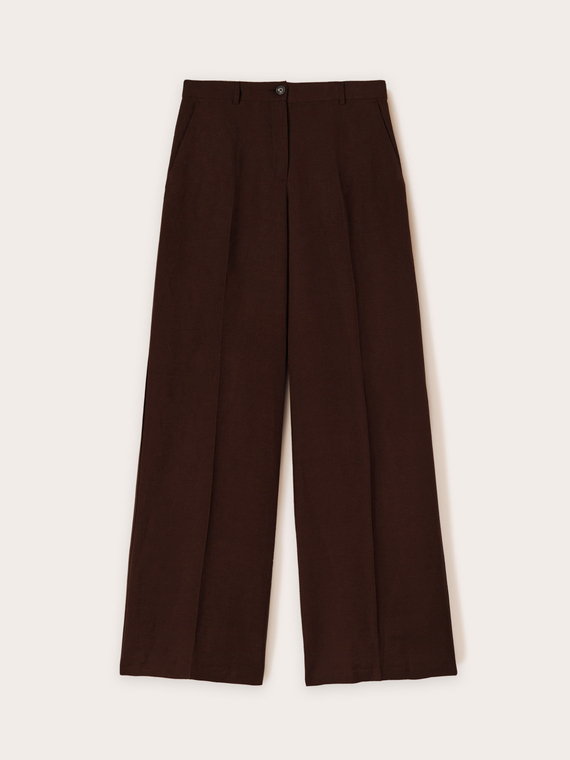 Pantaloni wide leg misto lino