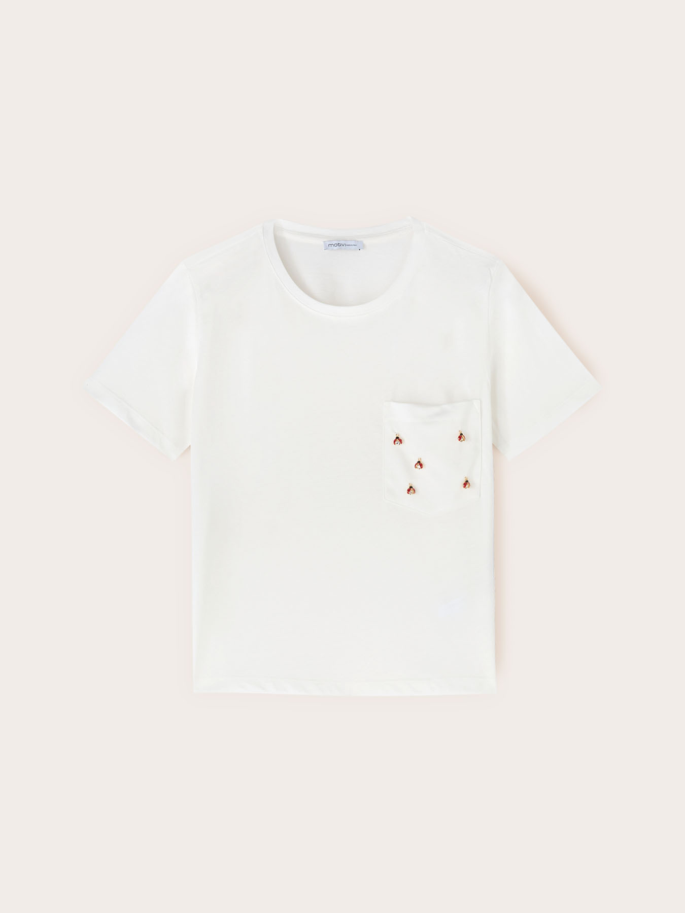 T-shirt avec poche brod&eacute;e image number 4
