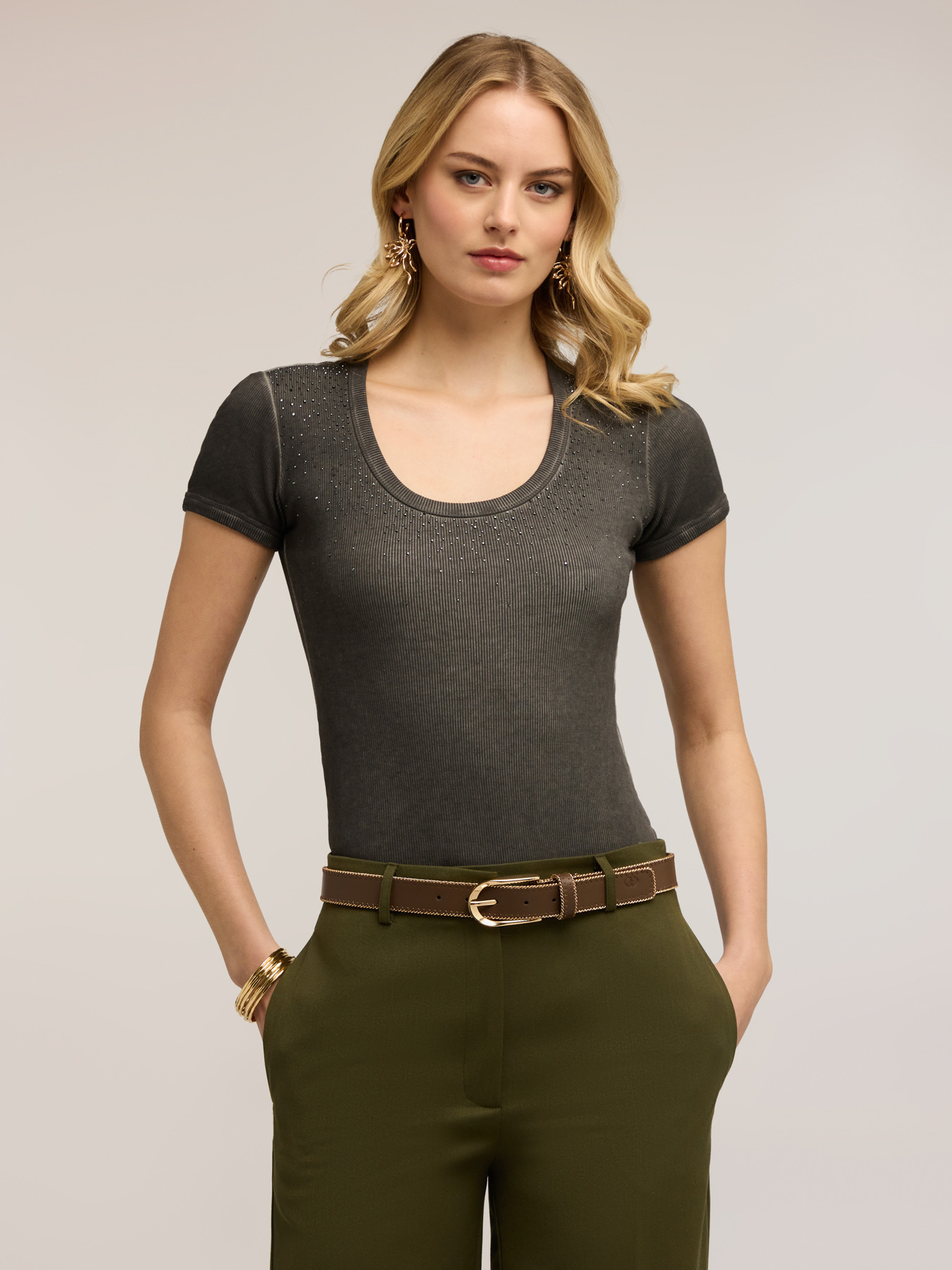 T-shirt with rhinestone embellishments image number 0