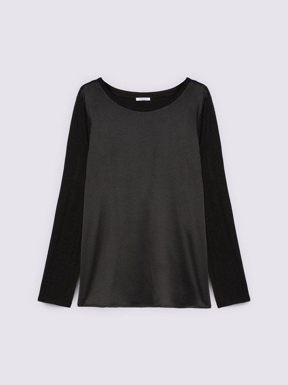 Langärmliges Shirt aus zwei Materialien